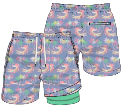 Chubbies The Rock-a-Crocs (Boys Lined Swim Trunk)- Lighter Blue