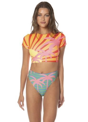 Maaji JUNGLE SWAY MILANO TOP Cropped, Color: Open Yellow SU26, Size: Small