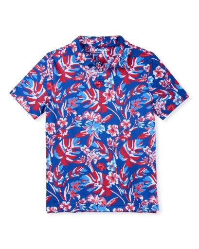 Chubbies The Star Spangled Blooms (Boys Performance Polo), Color: Bright Blue SU26, Size: Small