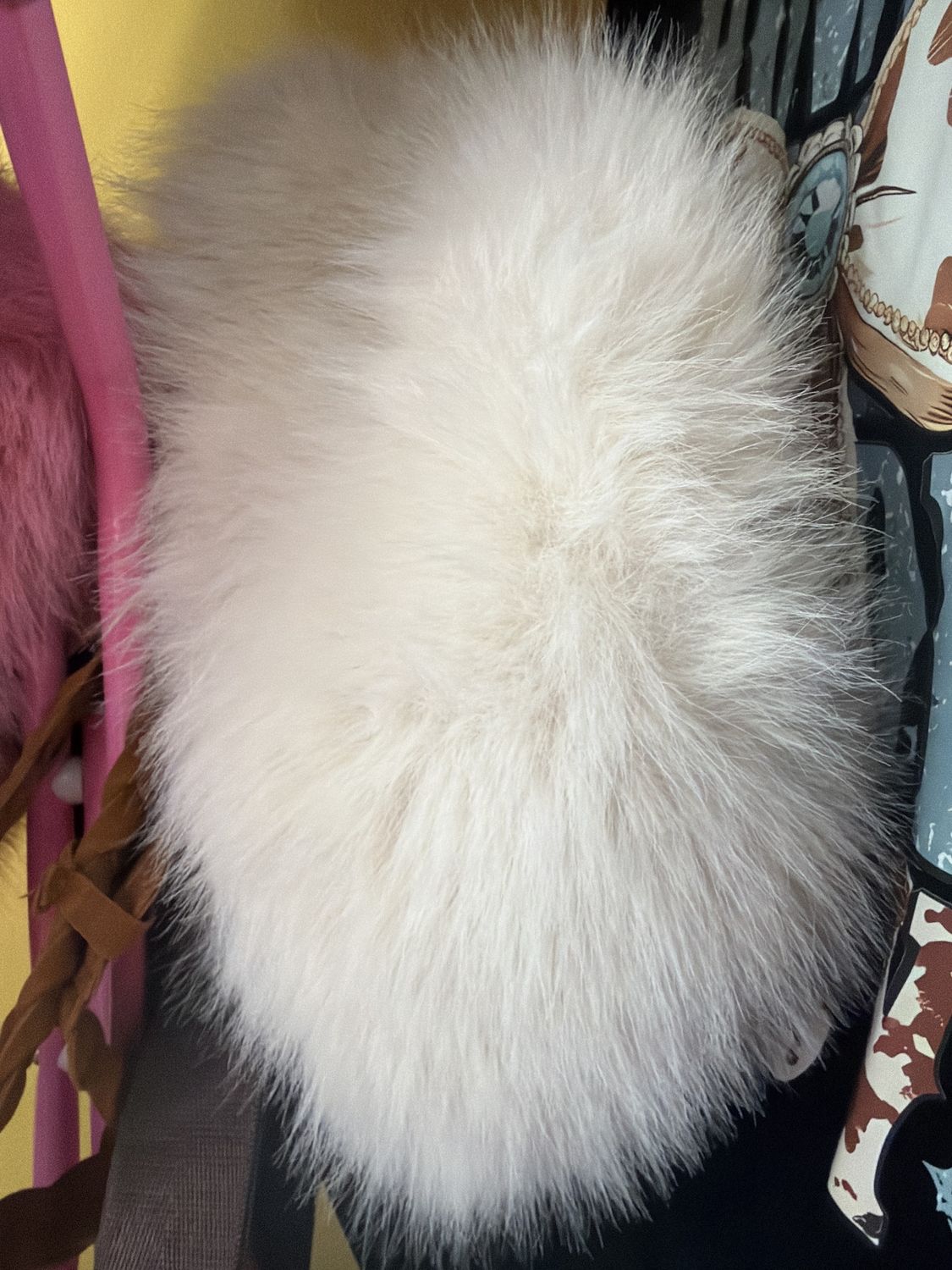 Fur hat white/ Brown