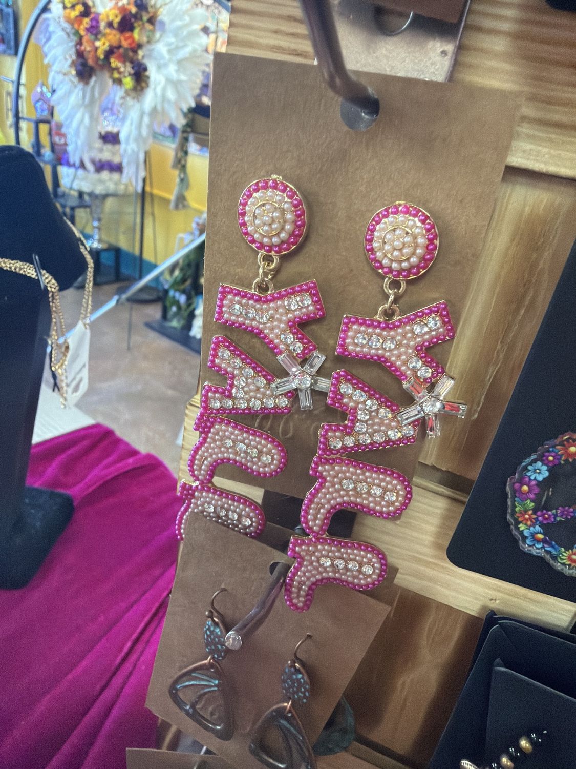 Pink cowboy earrings