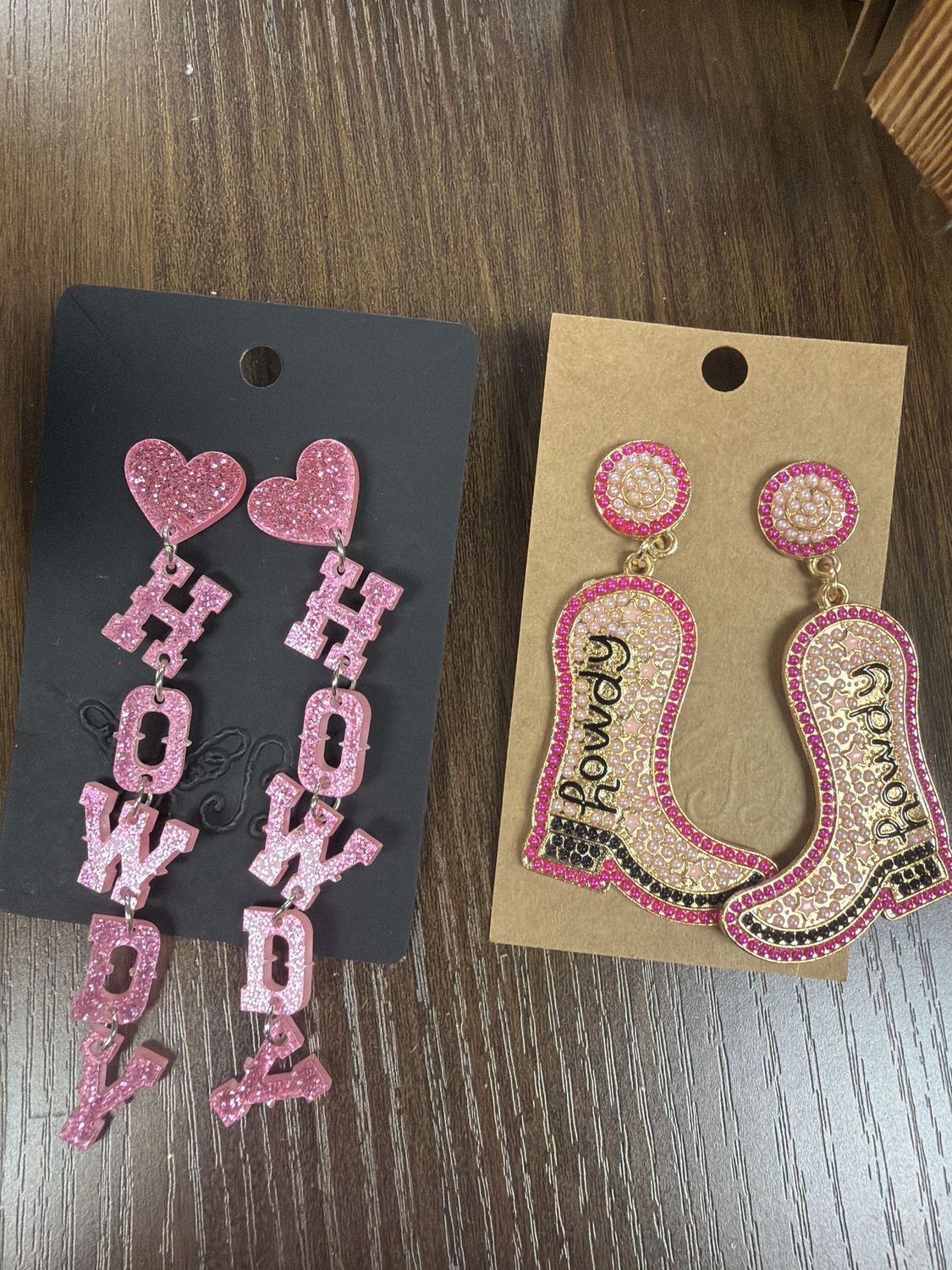 Pink cowboy earrings