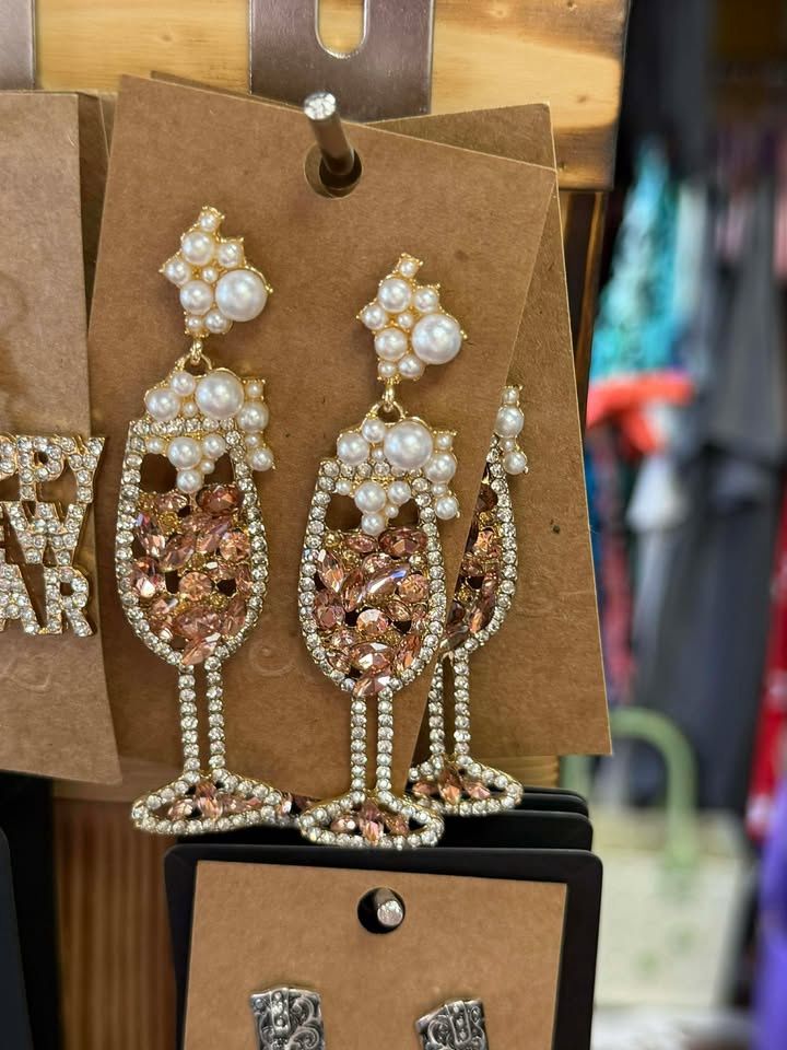 champagne glass earrings