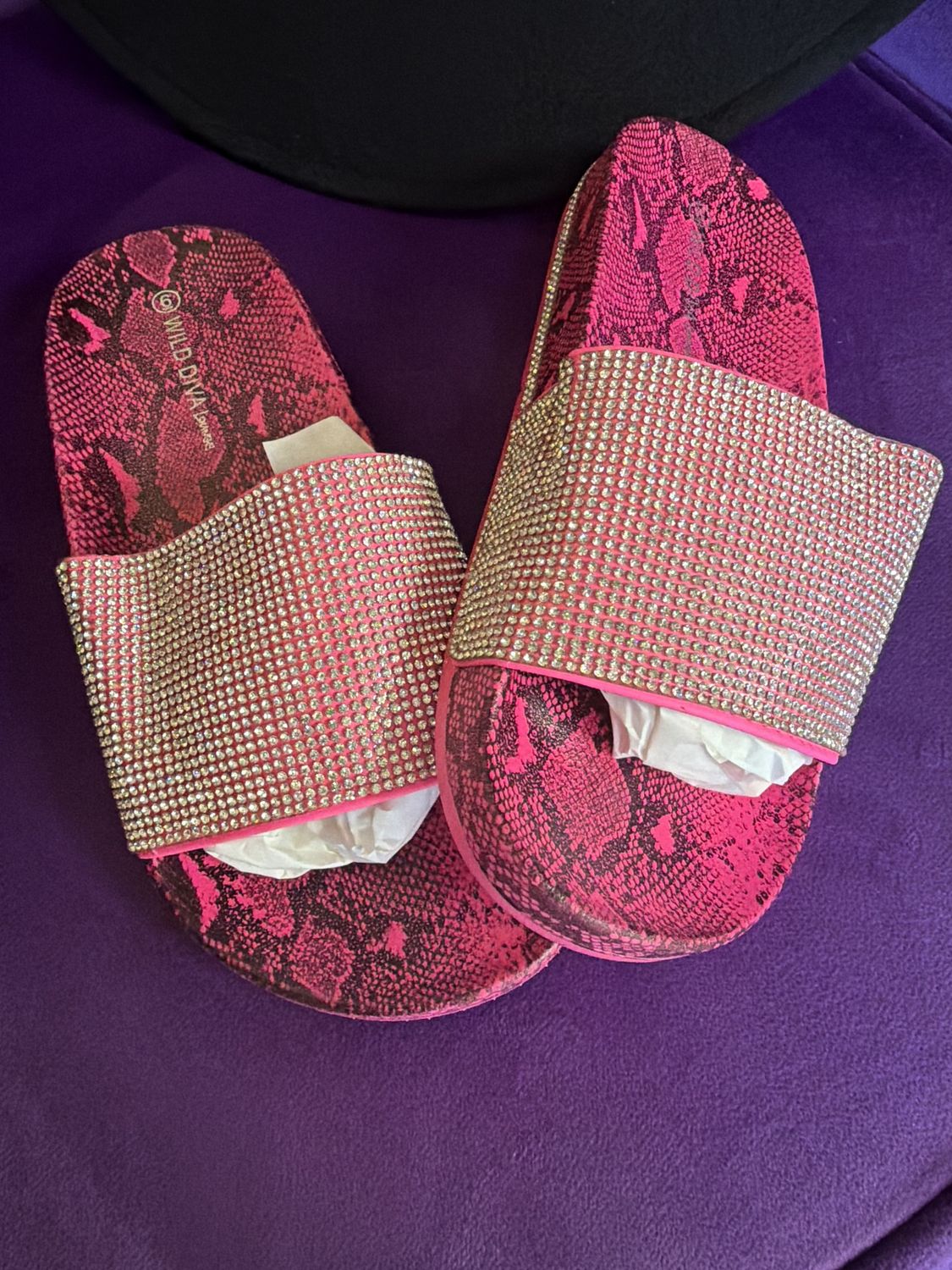 Pink rhinestone slides
