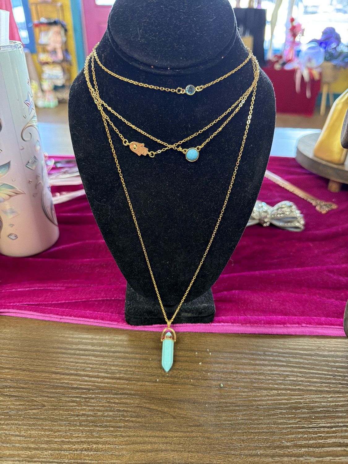 Multi layer gemstone necklace