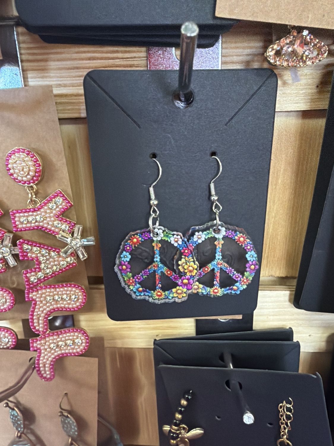 Colorful flower dangle earrings