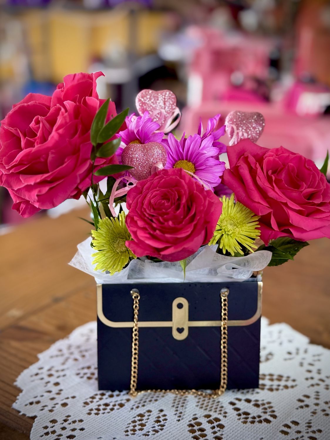 Fresh Black Purse Arrangement