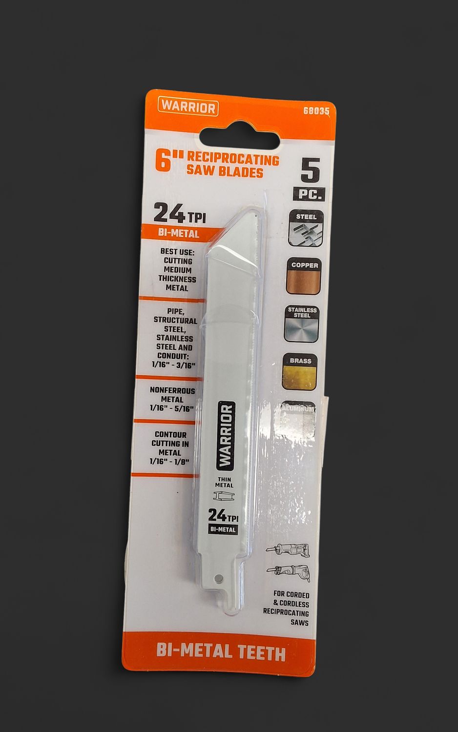 Warrior 6" Reciprocating Saw Blades 5 pk