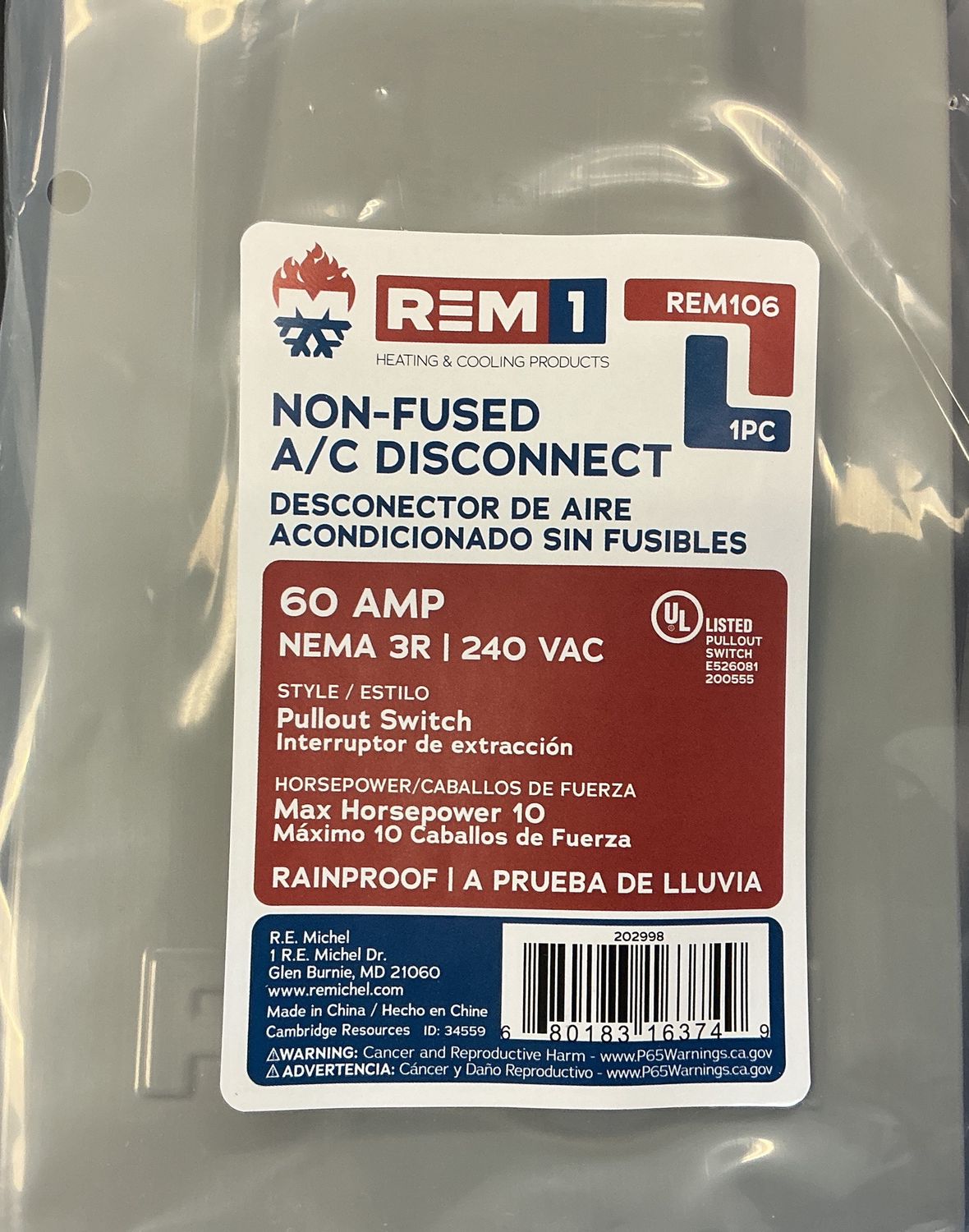 REM 60 amp disconnect