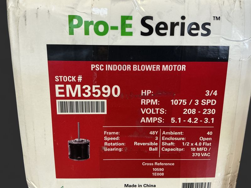 Blower Motor 3/4 HP 1075 RPM