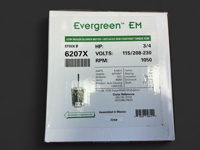 Blower Motor 3/4 HP 1050 RPM Evergreen