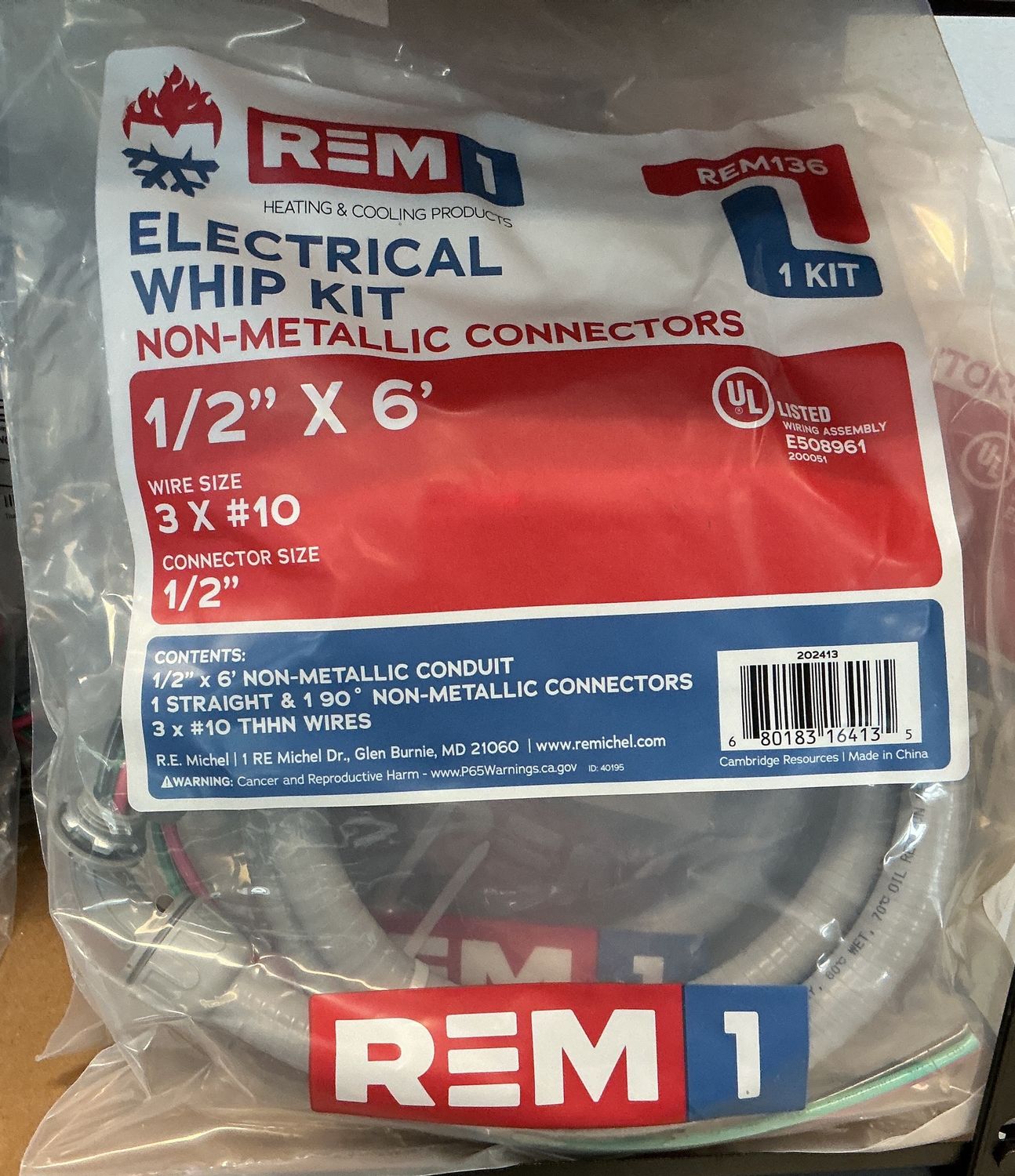 HVAC Whip 1/2 x 6