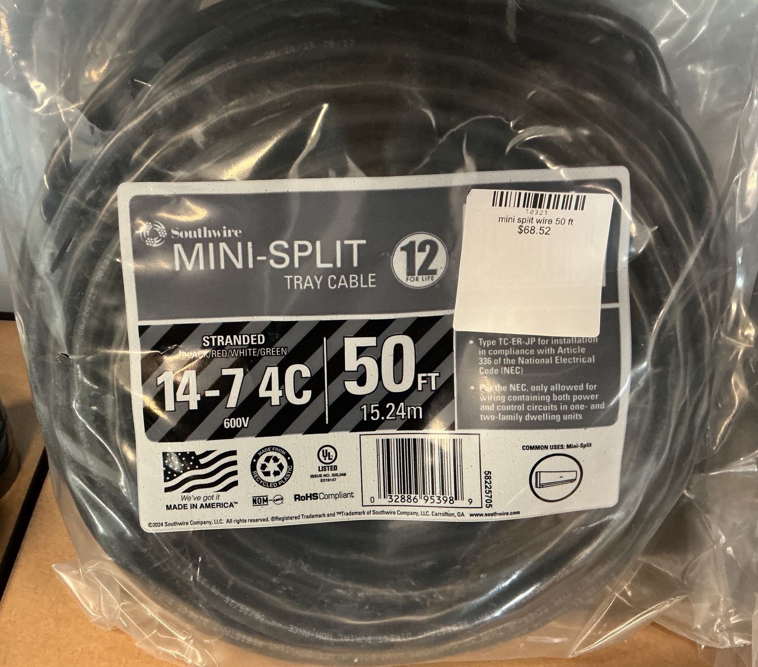 mini split wire 50 ft