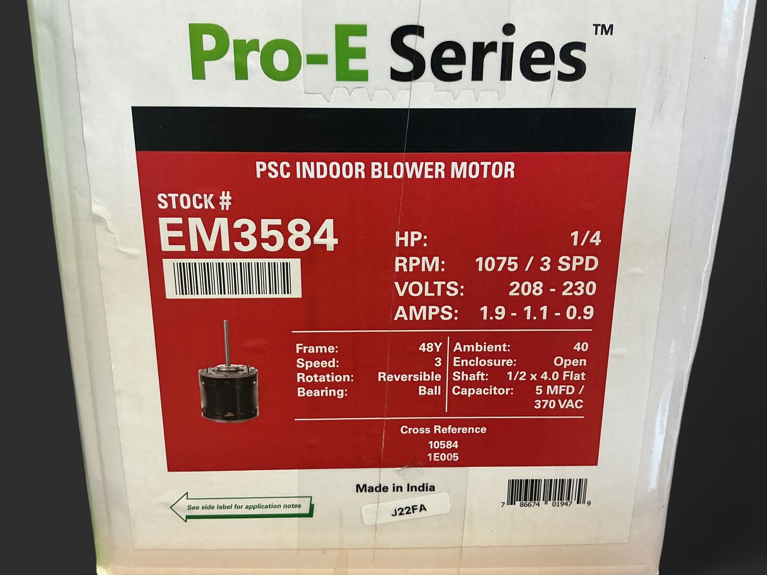 Blower Motor 1/4 HP 1075 RPM packard
