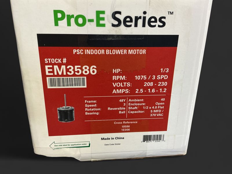 1/3 HP Blower Motor 1075 RPM