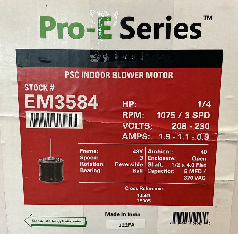1/4 hp 1075 rpm Century Blower Motor