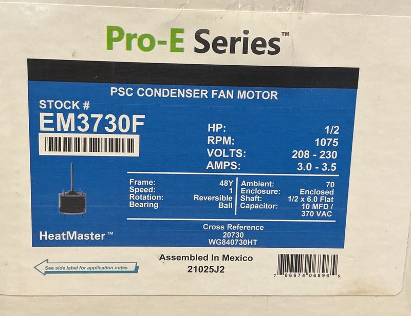 1/2 HP 1075 RPM Condenser Fan Motor