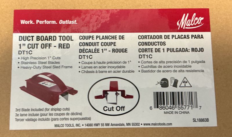 1" duct board cut tool (v-cut)