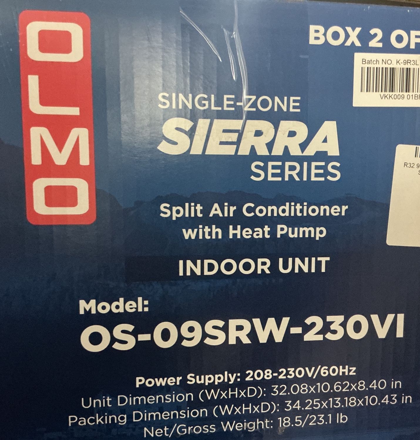 R32 9K Indoor HP 230V Olmo Sierra Single-Zone
