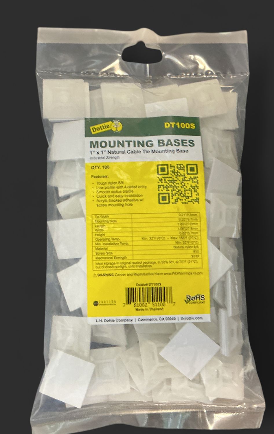 Cable tie Mounting base 100ct