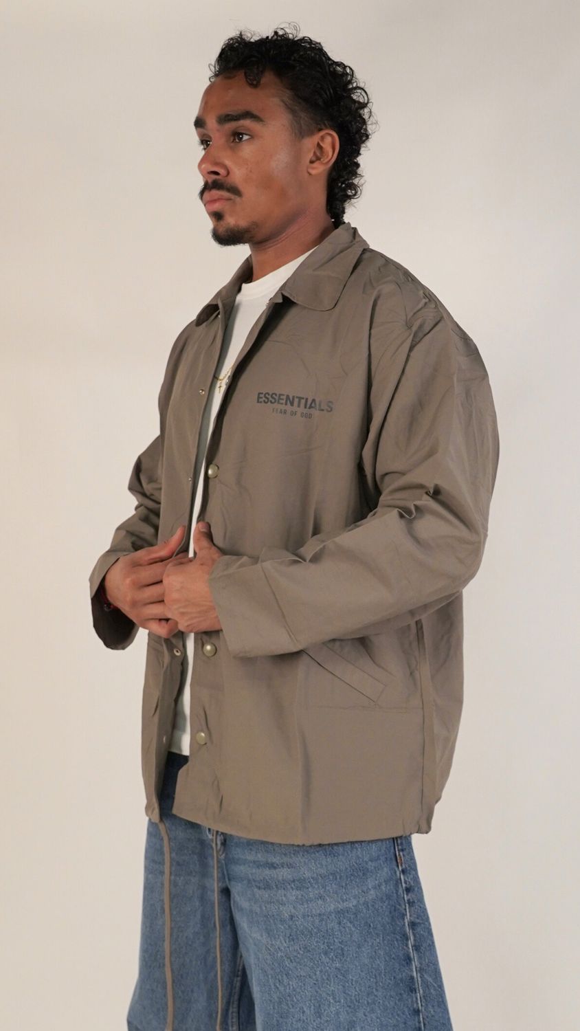 Fear of God Essentials FW20 Coach Jacket Taupe