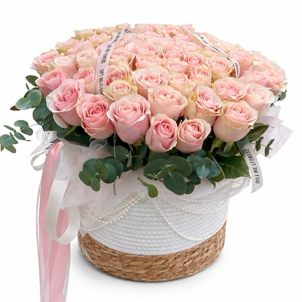 Bouquet “The Pearl Queen” em Cesta com Pérolas