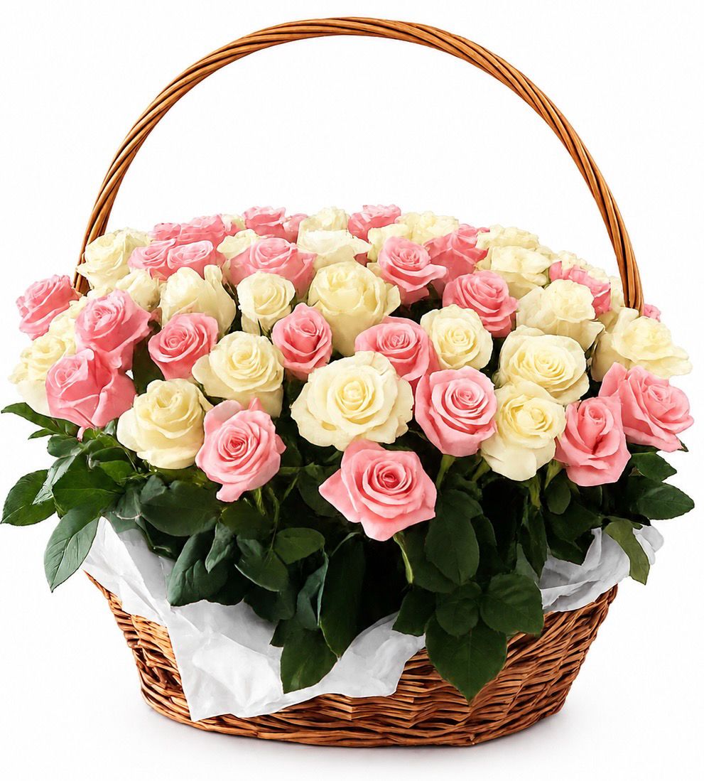 Cesta com rosas grande
