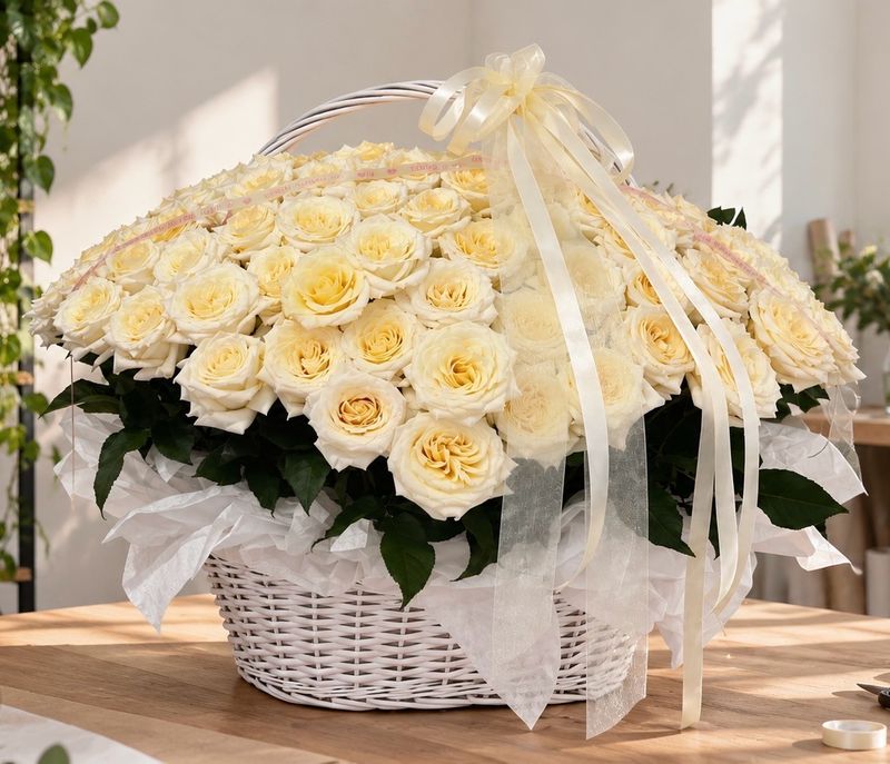 Cesta com rosas grande