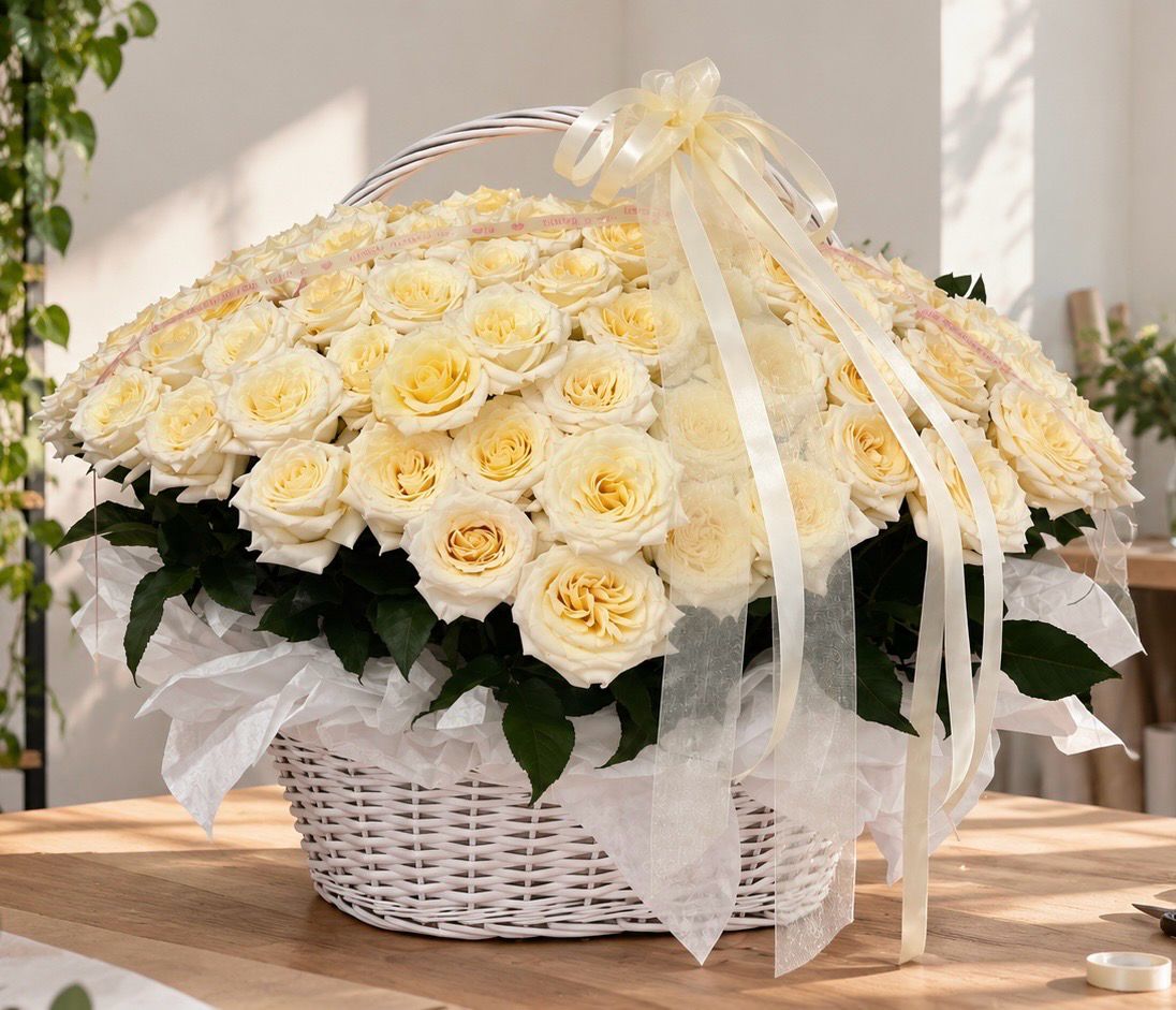 Cesta com rosas grande