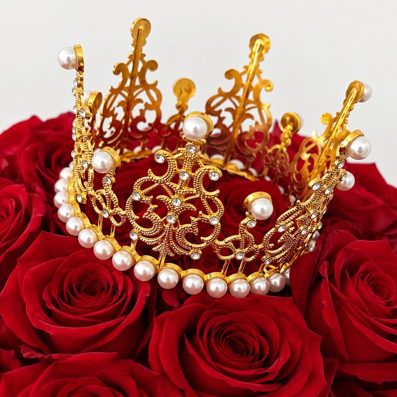 Decorative crown for a rose bouquet