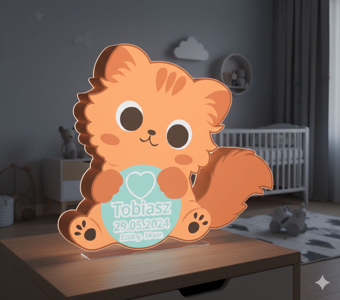 Personalizowana Metryczka 3D "słodki kotek" Personalizowana Metryczka 3D "słodki kotek"