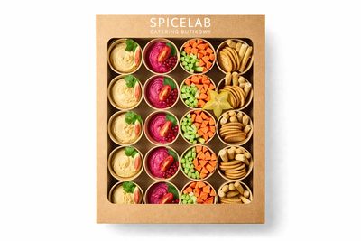 Hummus Box Mini – zestaw hummusów z dodatkami (24 szt.)