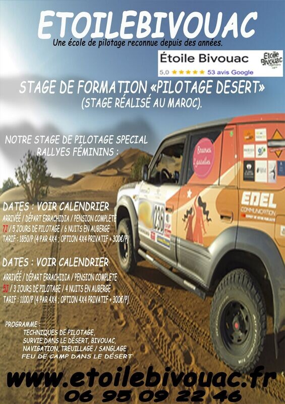 Stage de pilotage et de coaching "SPECIFIQUE SABLE" au Maroc : 7J/P