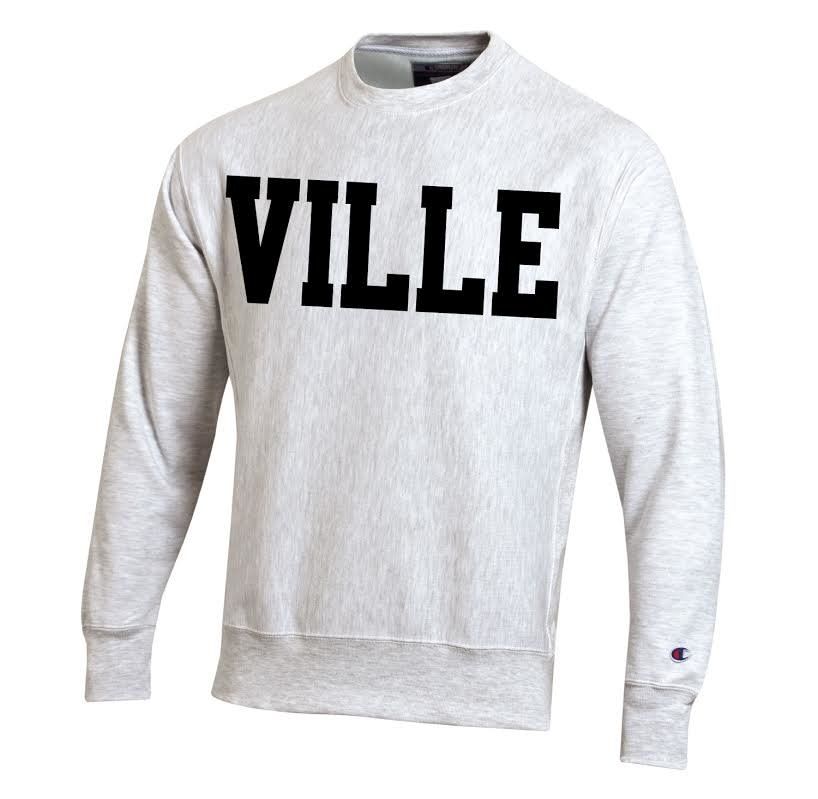 Champion Reverse Weave Crew with Twill Ville Silver Grey