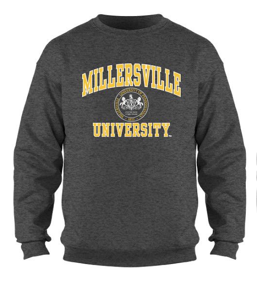 Millersville Seal Crewneck Dark Heather , Size: LARGE