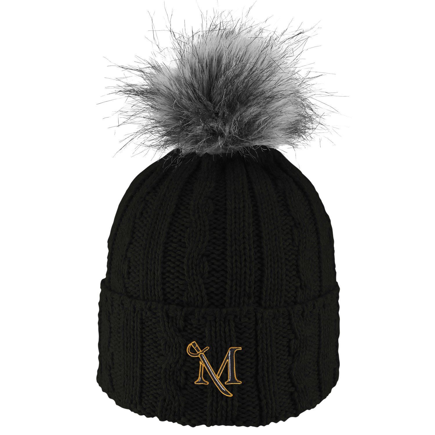 Alps Faux Fur Pom Beanie, Color: Black