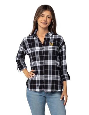 Plaid "Boyfriend" Shirt with Embroidery
