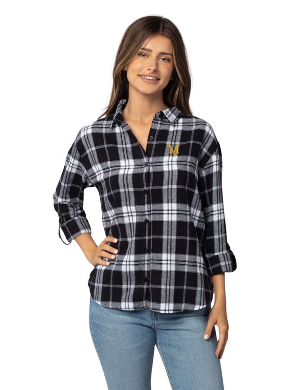 Plaid "Boyfriend" Shirt with Embroidery