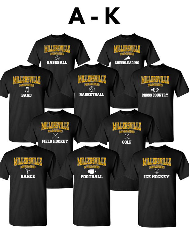 Millersville Marauders Sports Tee (A-K) Black