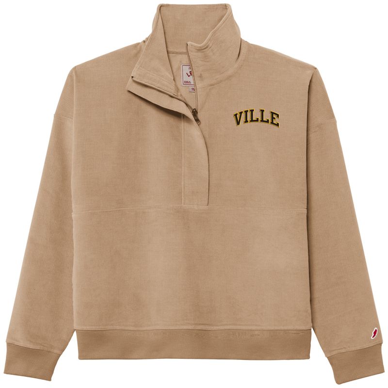 Women's Corded Half Zip Khaki