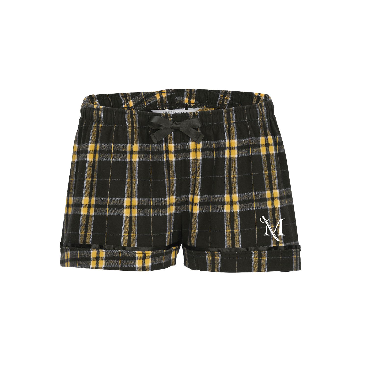 Women's Flannel Shorts Black &amp; Gold