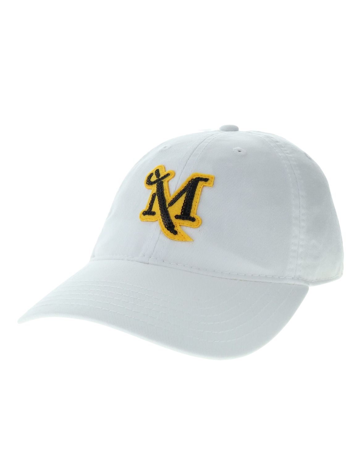 Women's Relaxed Twill Hat with Sequin M-Sword, Color: White