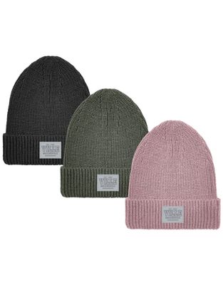 Ribbed Cuff Beanie with Patch