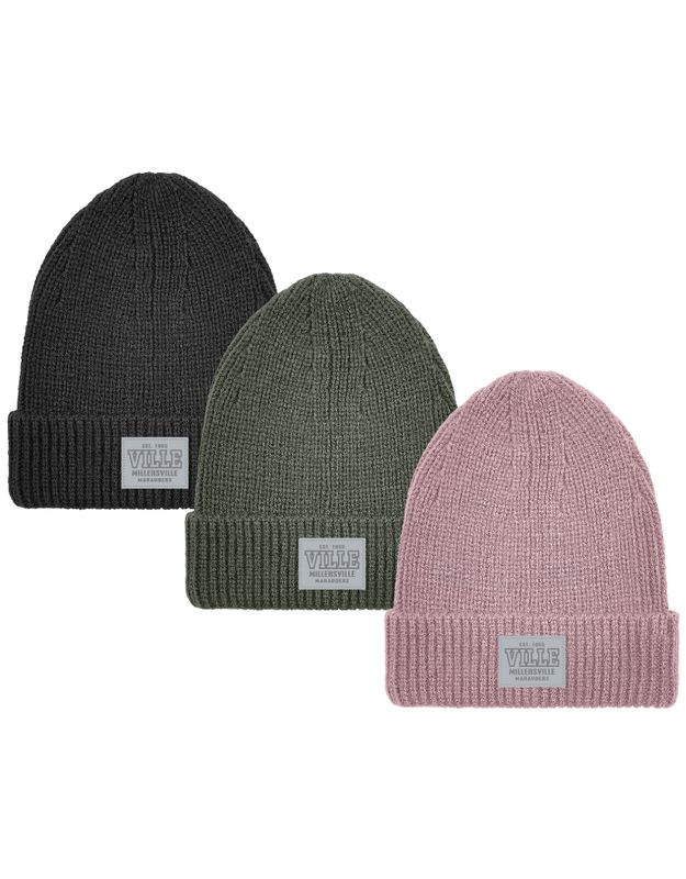 Ribbed Cuff Beanie with Patch