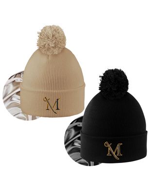 Monroe Satin Lined Knit Cuff Beanie with Pom