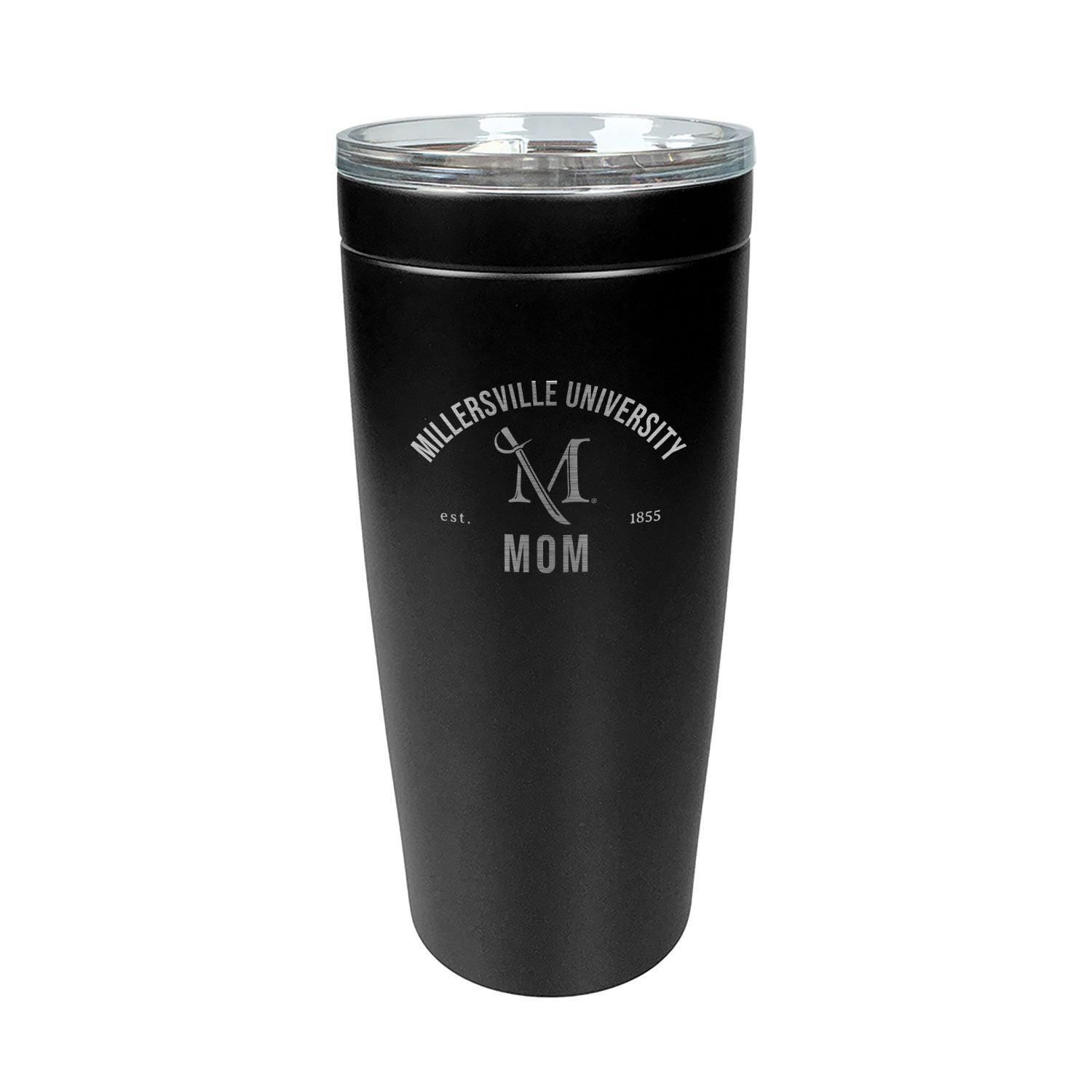 Black Laser Engraved Travel Mug, Color: Mom