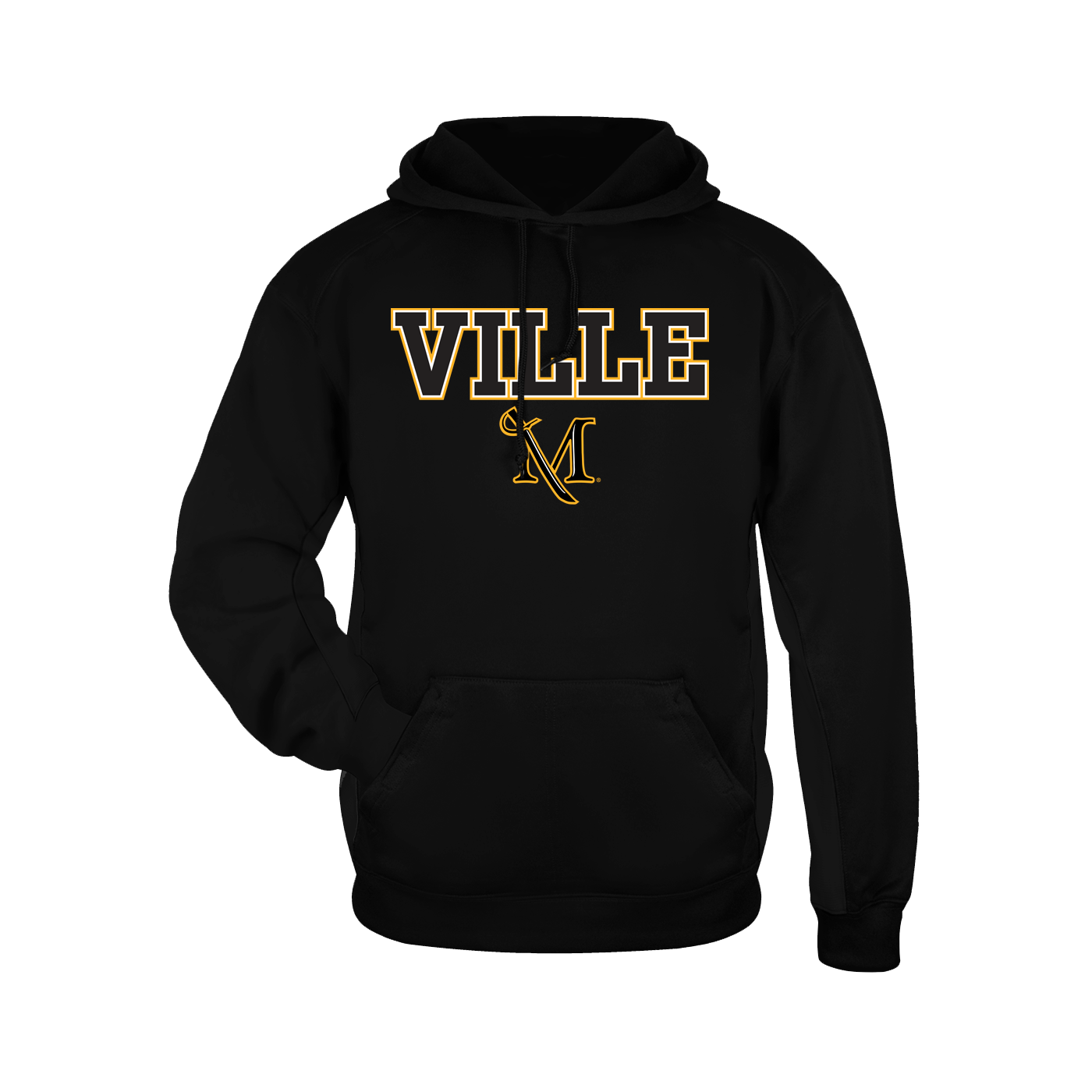 Performance Fleece Hood Ville Over M-Sword, Color: Black, Size: Small