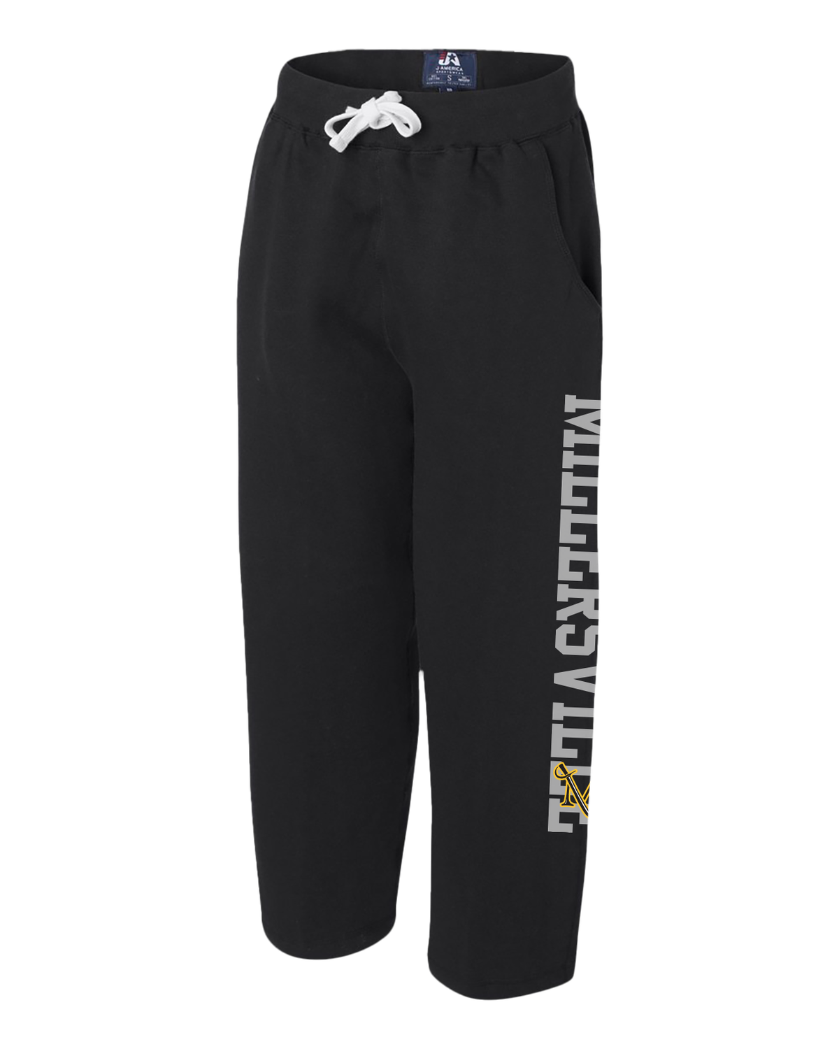 Premium Open Bottom Sweatpants Millersville and M-Sword, Color: Black, Size: Small