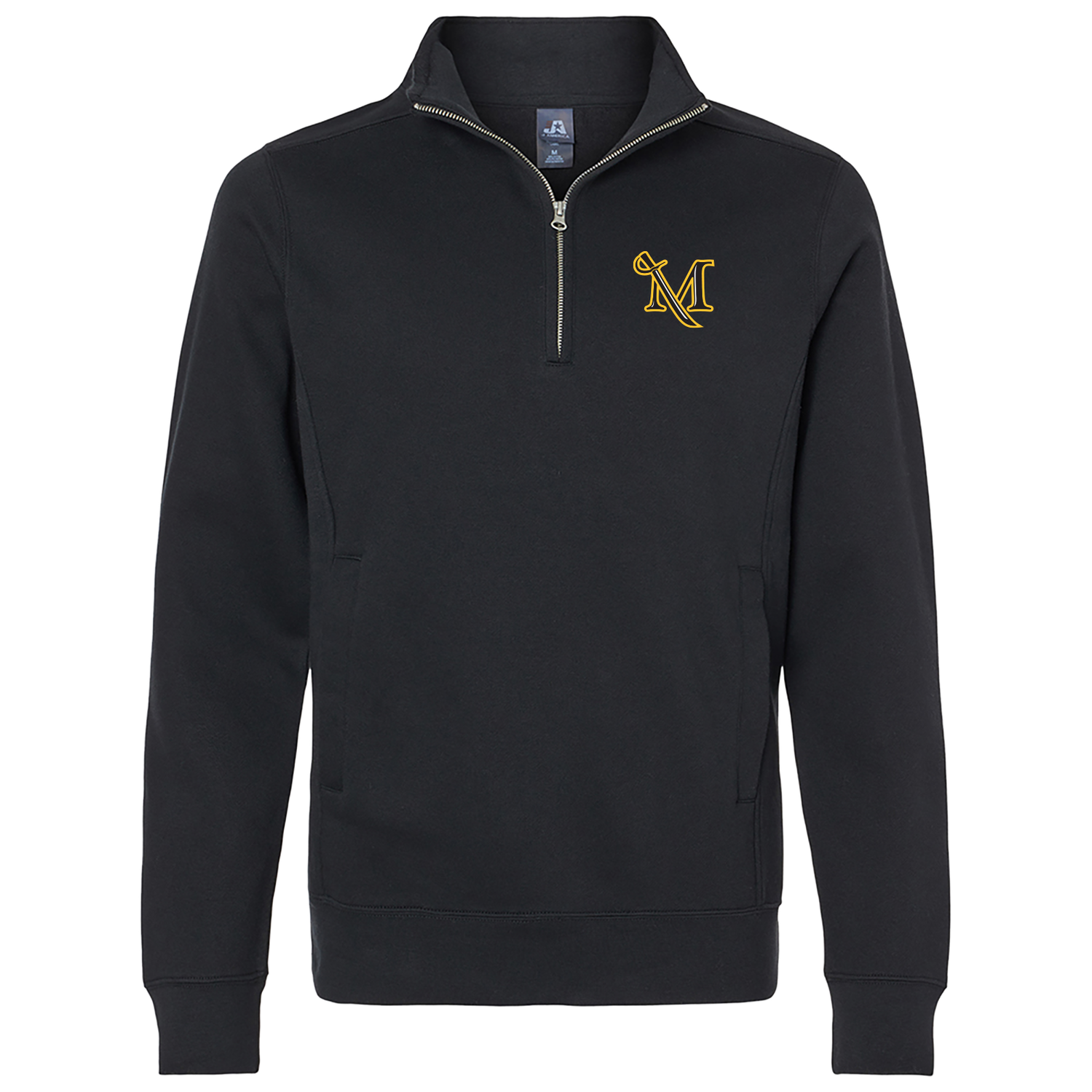 Left Chest Embroidered M-Sword 1/4 Zip Black