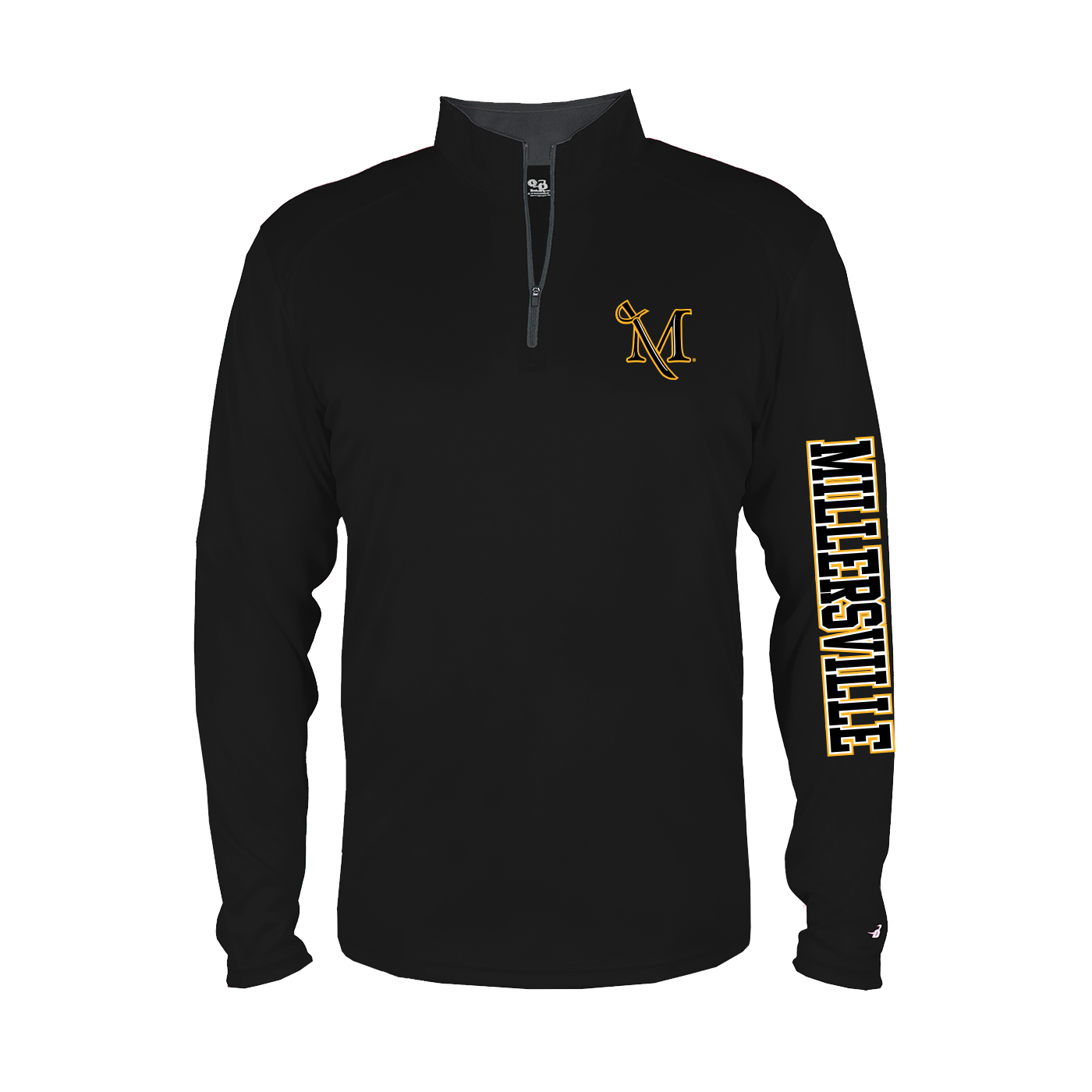 B-Core Left Chest M-Sword 1/4 Zip, Color: Black, Size: Small